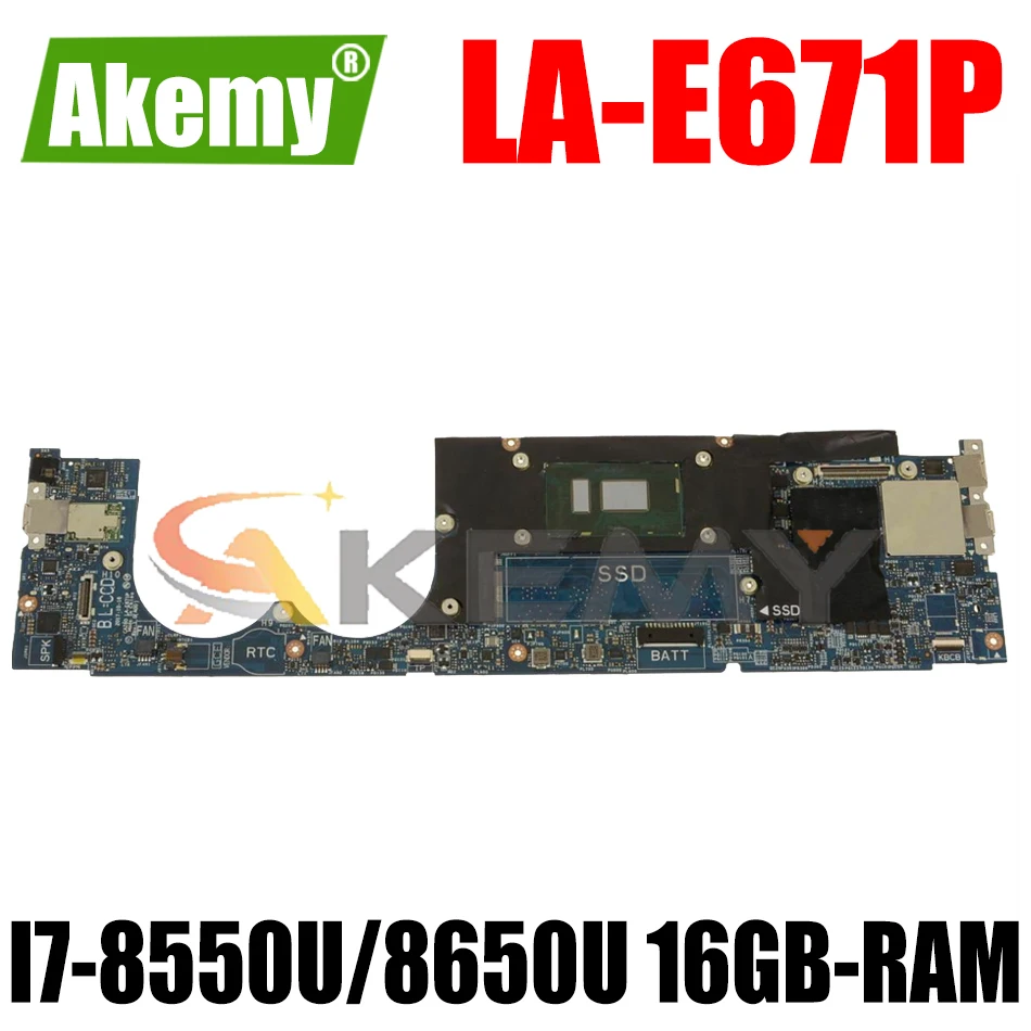 

For DELL XPS 13 9370 Laptop motherboard CAZ60 LA-E671P CN-03J7XX 0W970W 03J7XX W/ I7-8550U/8650U CPU 16GB-RAM 100% Fully Tested