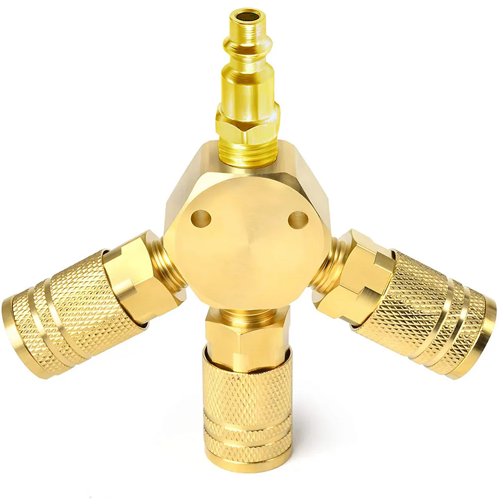 Enlarge 3 WAY Quick Coupler 1/4 NPT Connector Air Hose  Pneumatic Tools  America Style Copper Core Connector Pneumatic Tool Hose Connect