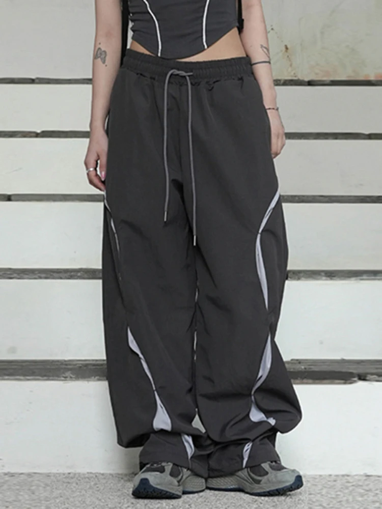 

Женские свободные брюки с заниженной талией, повседневные джоггеры с парашютом контрастных цветов в стиле пэчворк, 2023