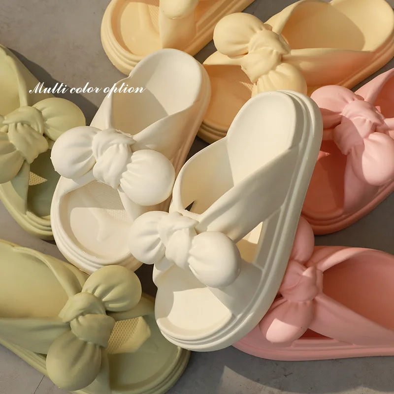 2023 Fashion Platform Bow Tie Design Women Slides Summer Leisure Women Slippers Outdoor Anti-slip Sandals Bathroom Woman Shoes