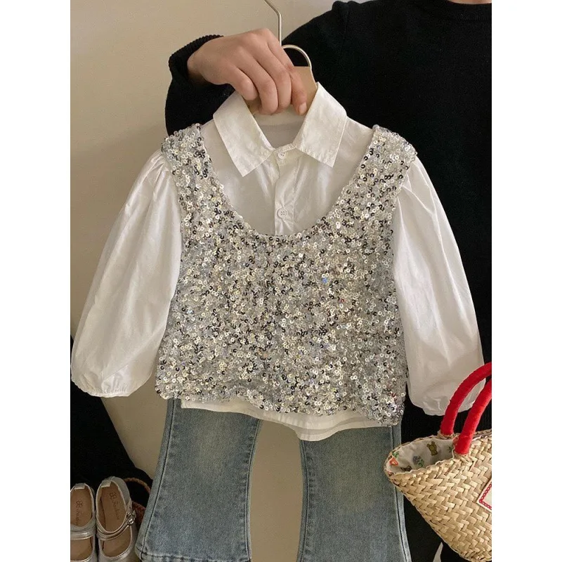 Жилет рубашка джинсовый комплект весенне-осенний новый корейский модный