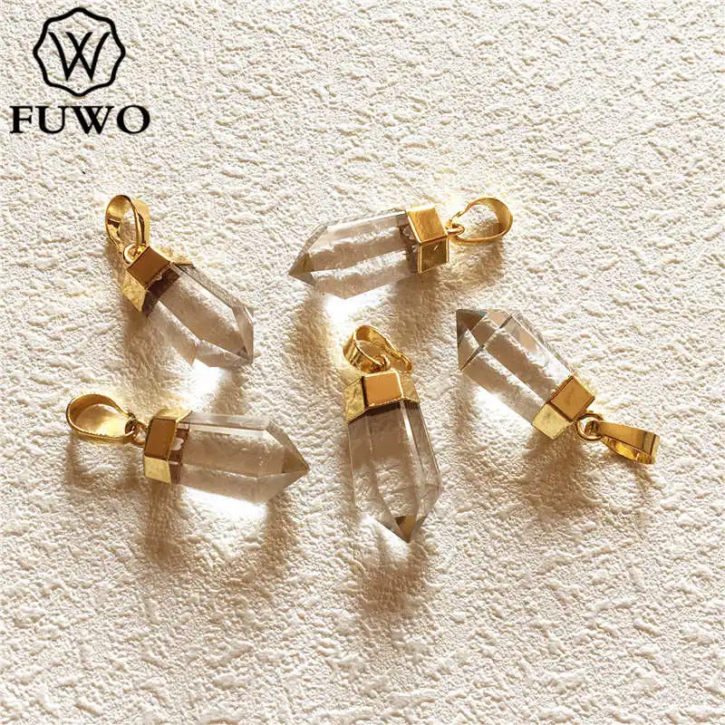 

FUWO, оптовая продажа, прозрачная стеклянная стойка из 18-каратного золота с покрытием из натурального белого кристалла, шесть пирамидок для и...
