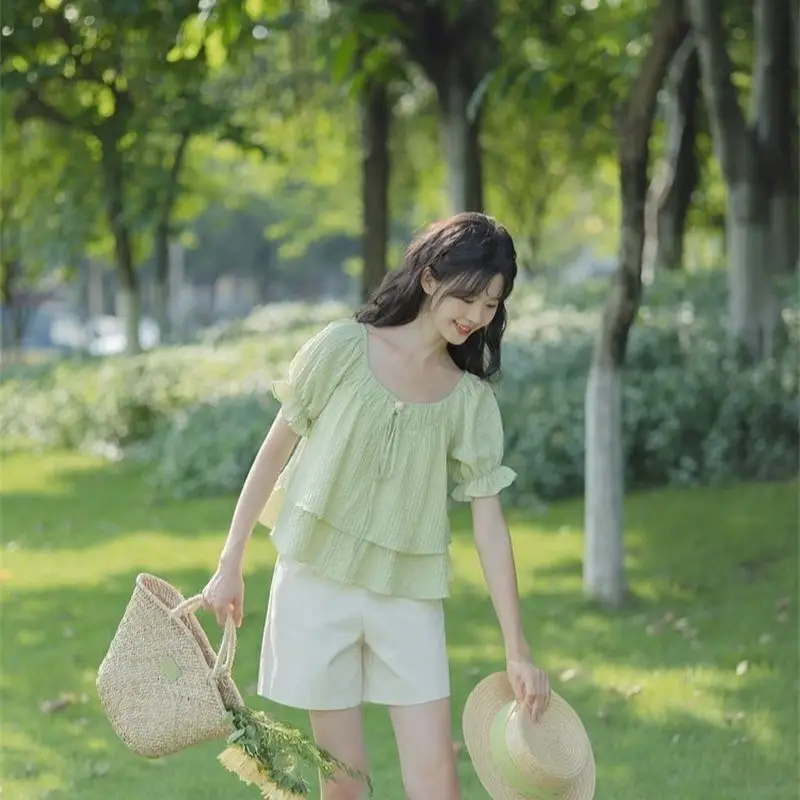 Женская шифоновая блузка с коротким рукавом свободная прозрачная цветочным