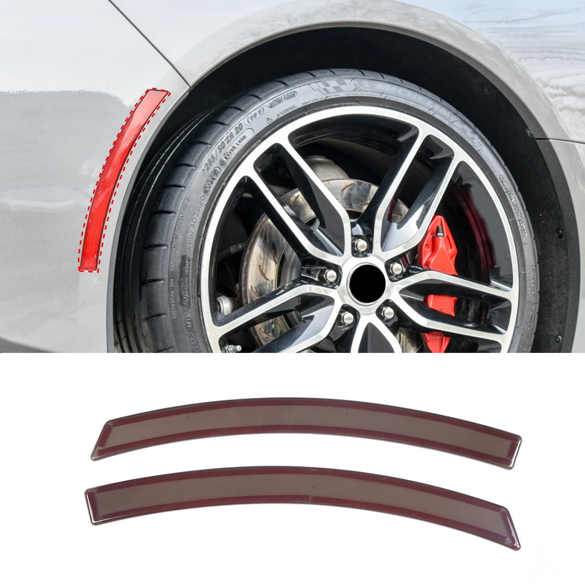 

For Chevrolet Corvette C7 2014-2019 ABS blackened Car forward back Wheel Eyebrow Reflective Cover Trim Sticker Auto Accessories