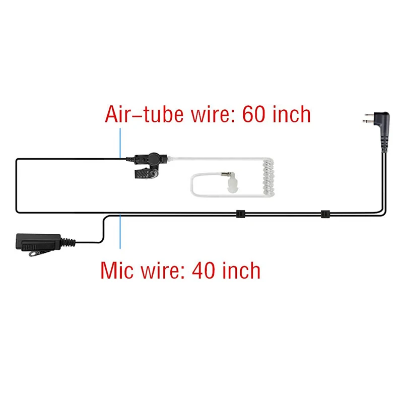 2 Pin Earpiece Headset for Motorola CP200,GP300,CLS1110,CLS1410 Walkie Talkies/Two Way Radio with Transparent Acoustic Tube