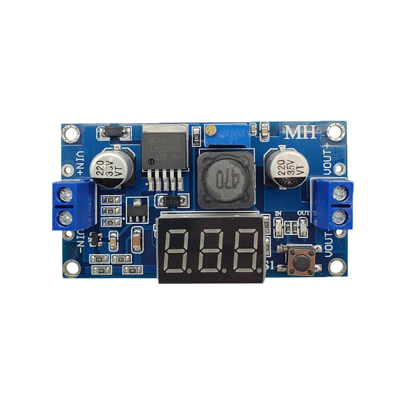 DC-DC Adjustable voltage regulator power module LM2596 Step-down module With voltmeter display blue plate