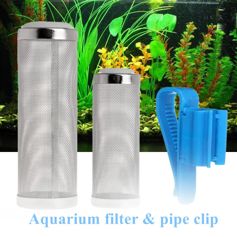 

2pcs Professional Water Pipe Clip Plastic Filtration Inflow Inlet Protect Set Stainless Steel Inlet Case Aquarium Filter Net