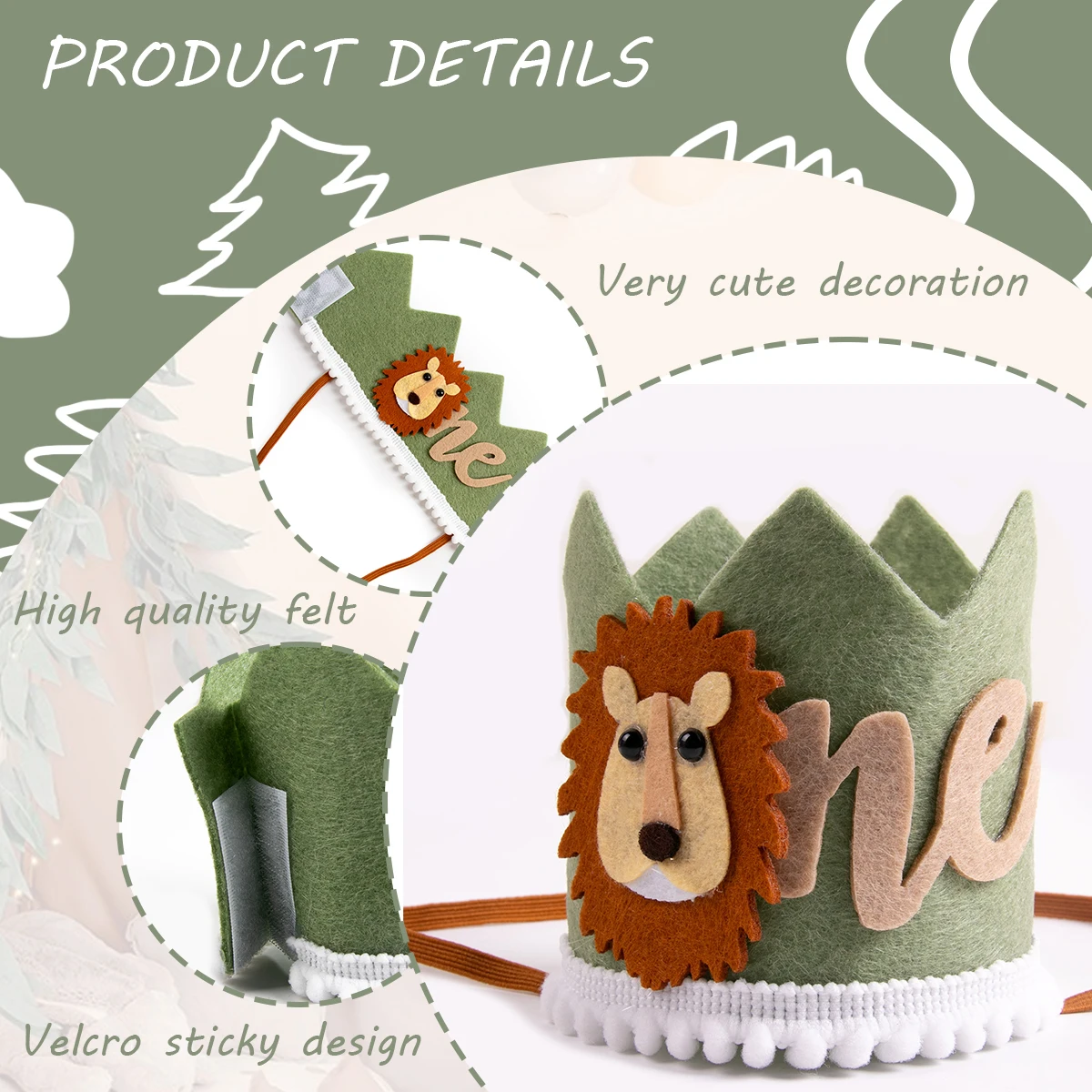 Шляпа Wild One Birthday лесная корона льва украшения для вечеринки в стиле сафари