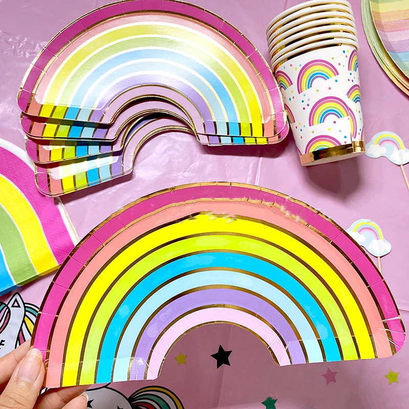 

Unicorn Disposable Tableware Paper Plates Cups Napkin Unicornio Birthday Party Decor Rainbow Theme Birthday Party Supplies Girls