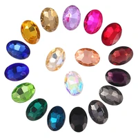 high quality 22 color oval shape point back crystal glass stone glue on rhinestones diy jewelry making nail