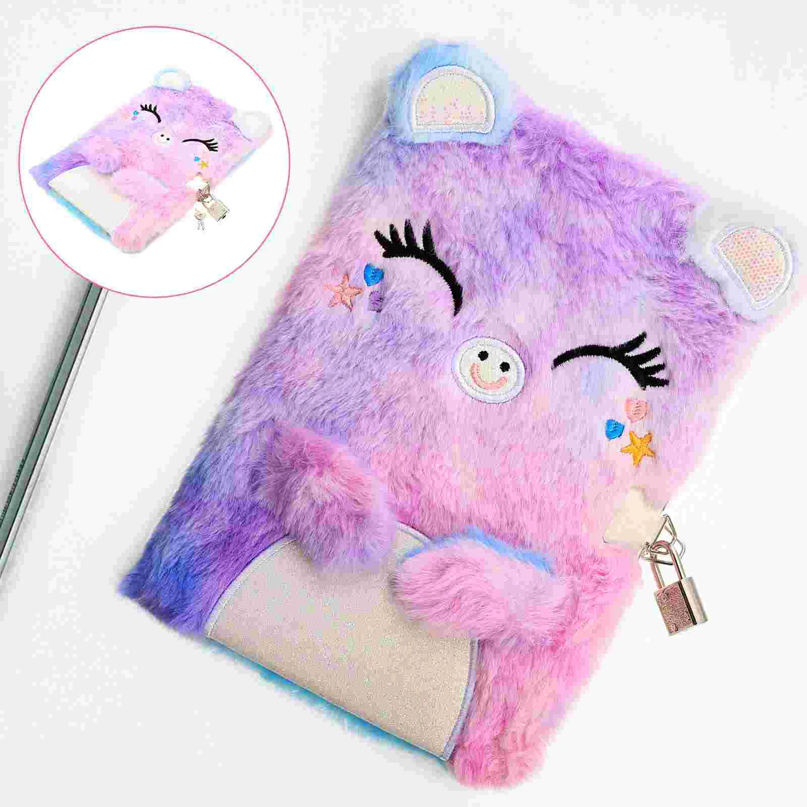 Travel Gift Notebook Girls Student Gifts Diary Journal Travel Notebook Cartoon Notebook Fluffy Notebook Lock