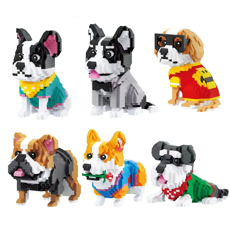 

Balody Dog Micro Building Blocks Husky Bulldog DIY Pets 3D Model Schnauzer Labrador Retriever Mini Brick Figure Toys For Kids
