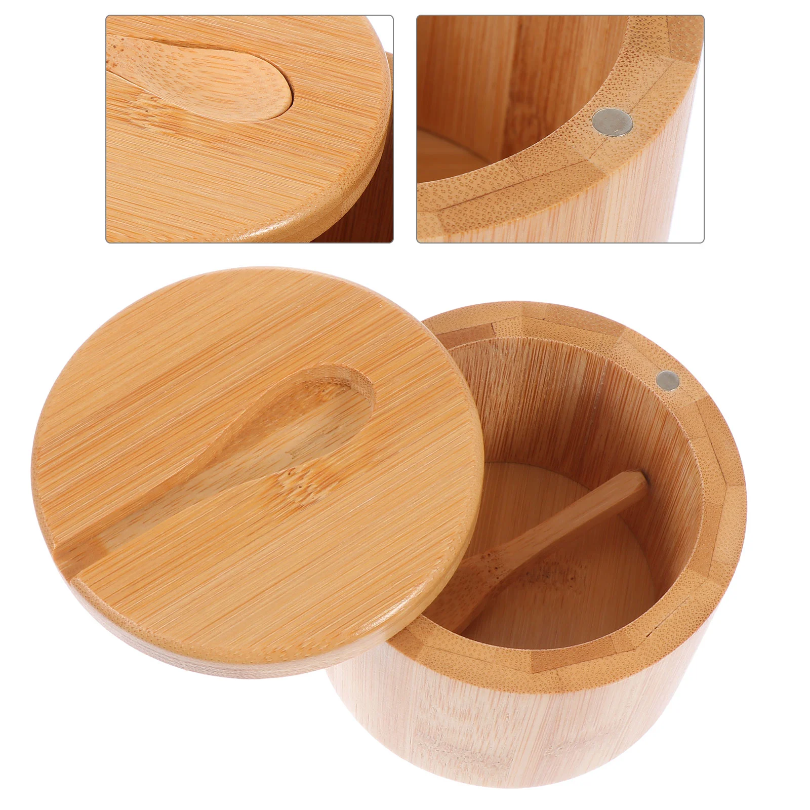 

1 Set Seasoning Jar Bamboo Condiment Canister Rotation Type Condiment Holder