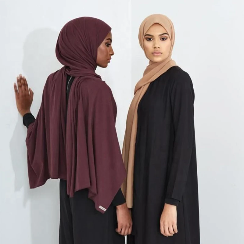 

Fashion Modal Cotton Jersey Hijab Scarf Muslim Shawl Plain Soft Turban Tie Head Wraps For Women quality premium Africa Headband