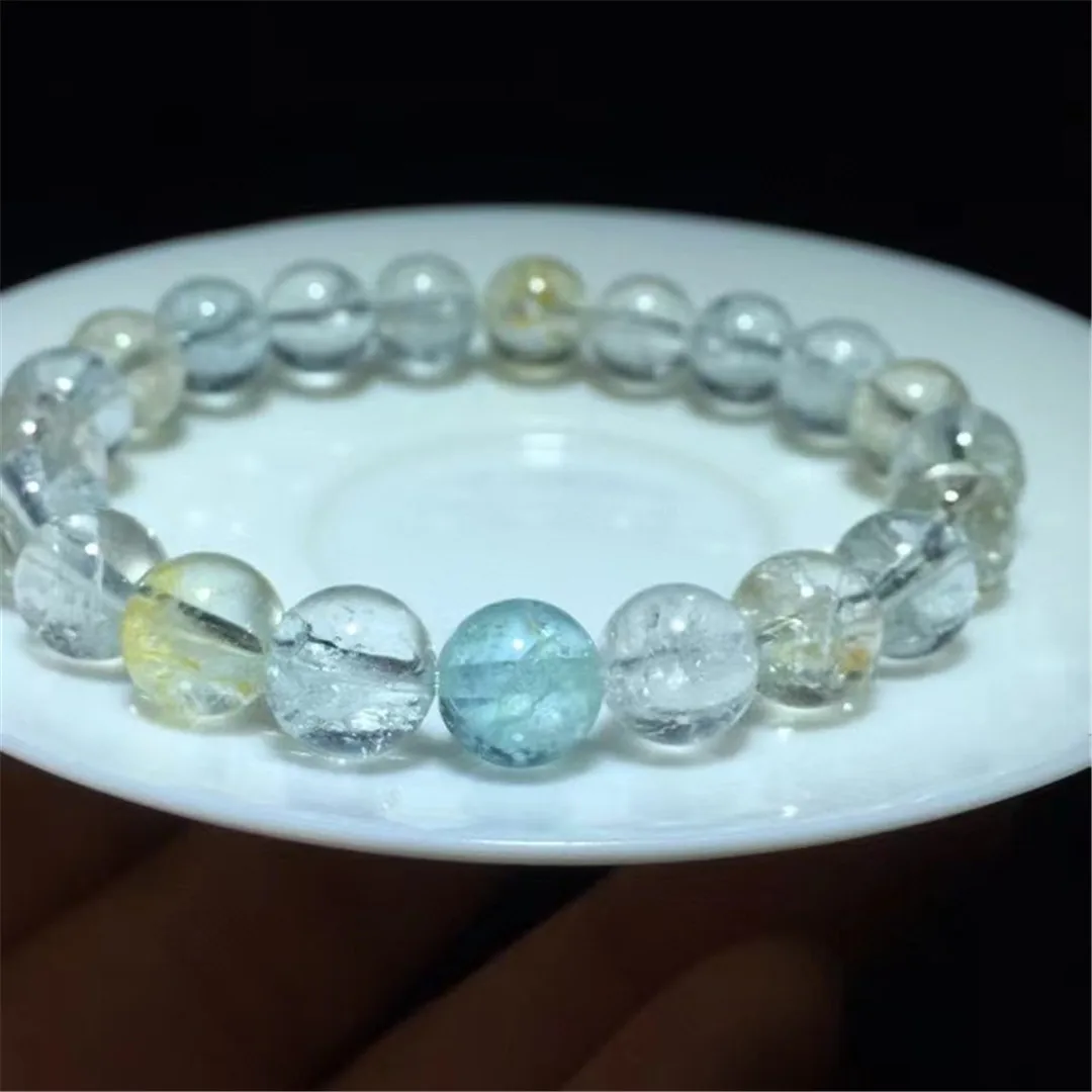 

Браслет из натурального топаза и кварца, 9 мм