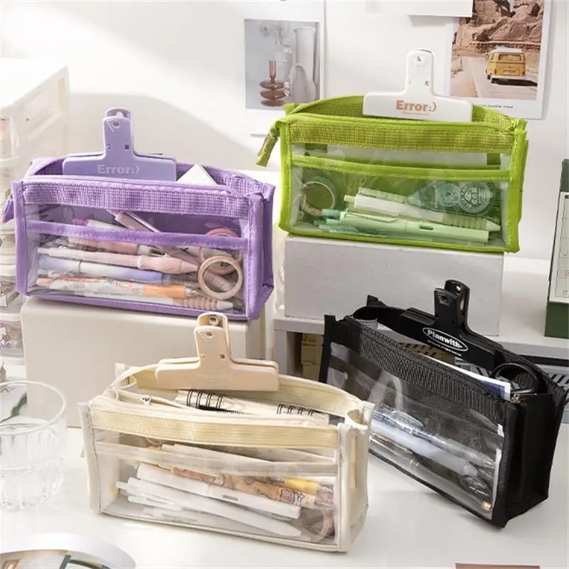 

Вместительная сумка для карандашей 4/6 слоев канцелярские принадлежности Эстетическая прозрачная ручка чехол для девочек на молнии фотокарандаш