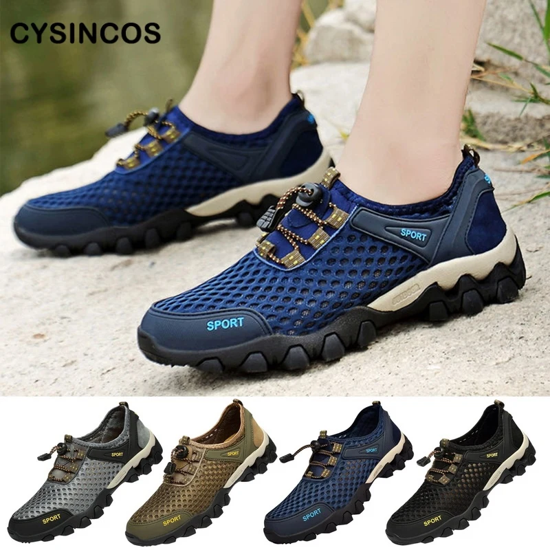 

Mens Mountain Trekking Shoes Summer Mesh Breathable Men Hiking Shoes Outdoor Men Sneakers Men Sport Shoes Quick-dry Water Shoes