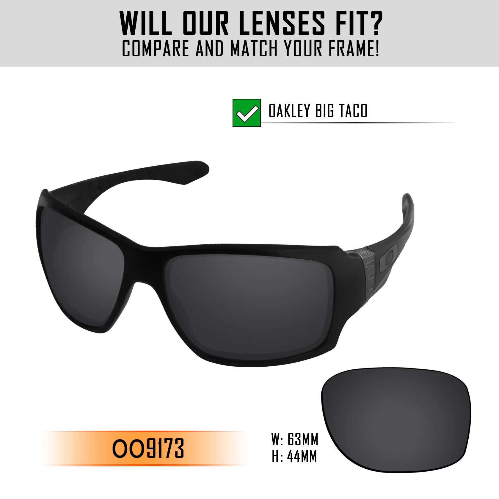 Сменные поляризационные линзы HDTAC для солнцезащитных очков Oakley Big Taco OO9173