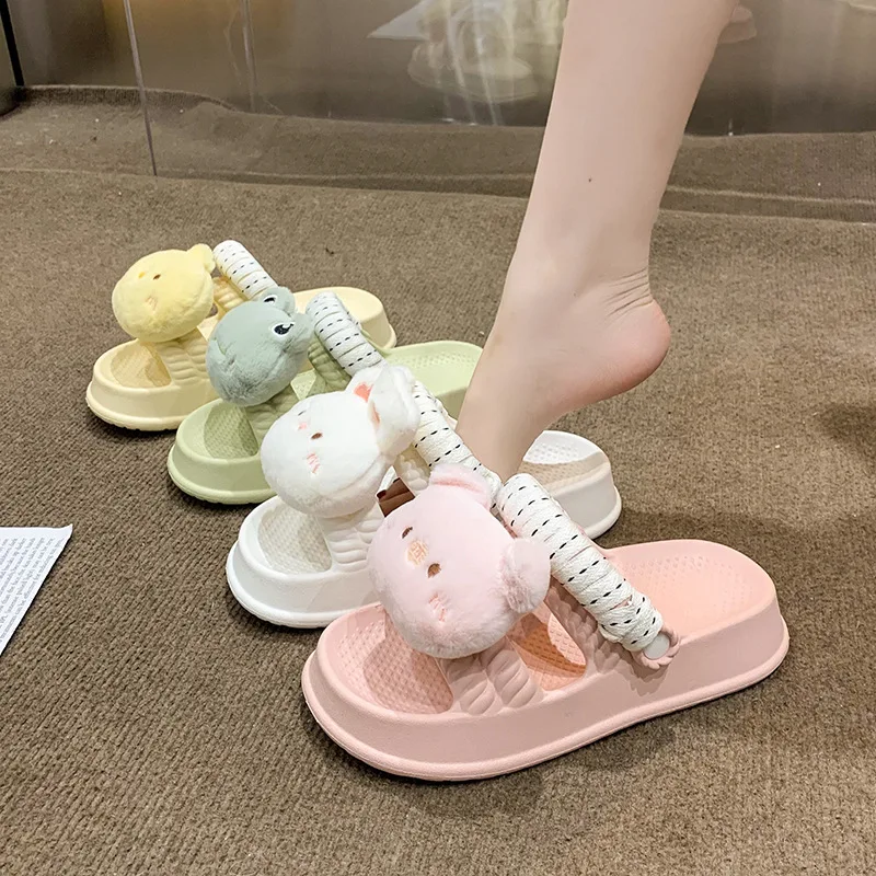 

Slippers Women Cute Cartoon Design 2023 Summer New Comfortable Indoor Platform Soft Non-Slip Sandals Female Home Bathroom Shoes