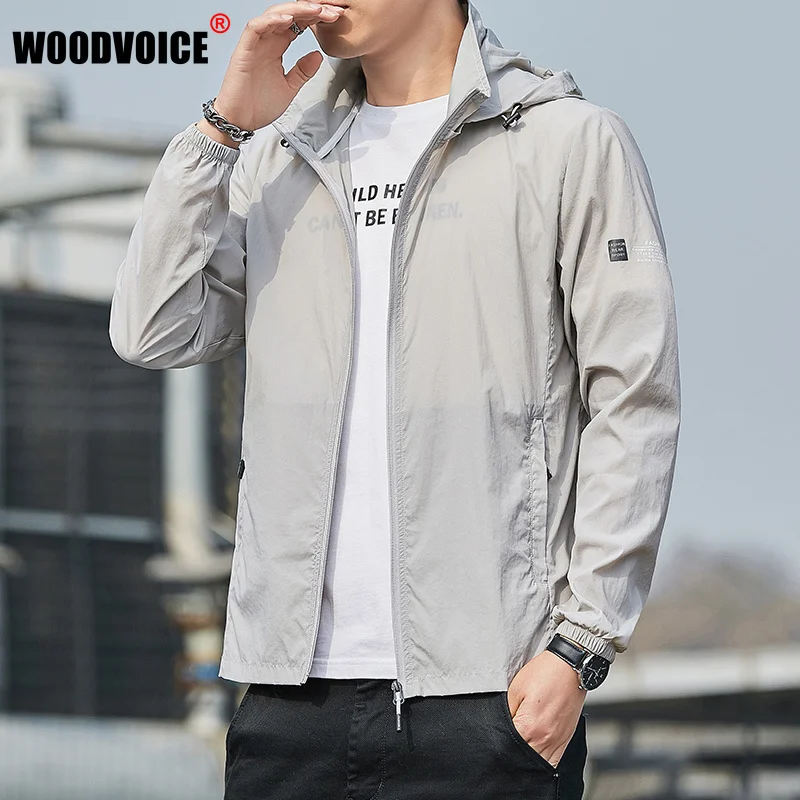 

Men Summer Zip Pockets UV Sun Protection Skin Coats Mens Breathable Ultra-Light Windbreaker Men's Hooded Outdoor Jackets