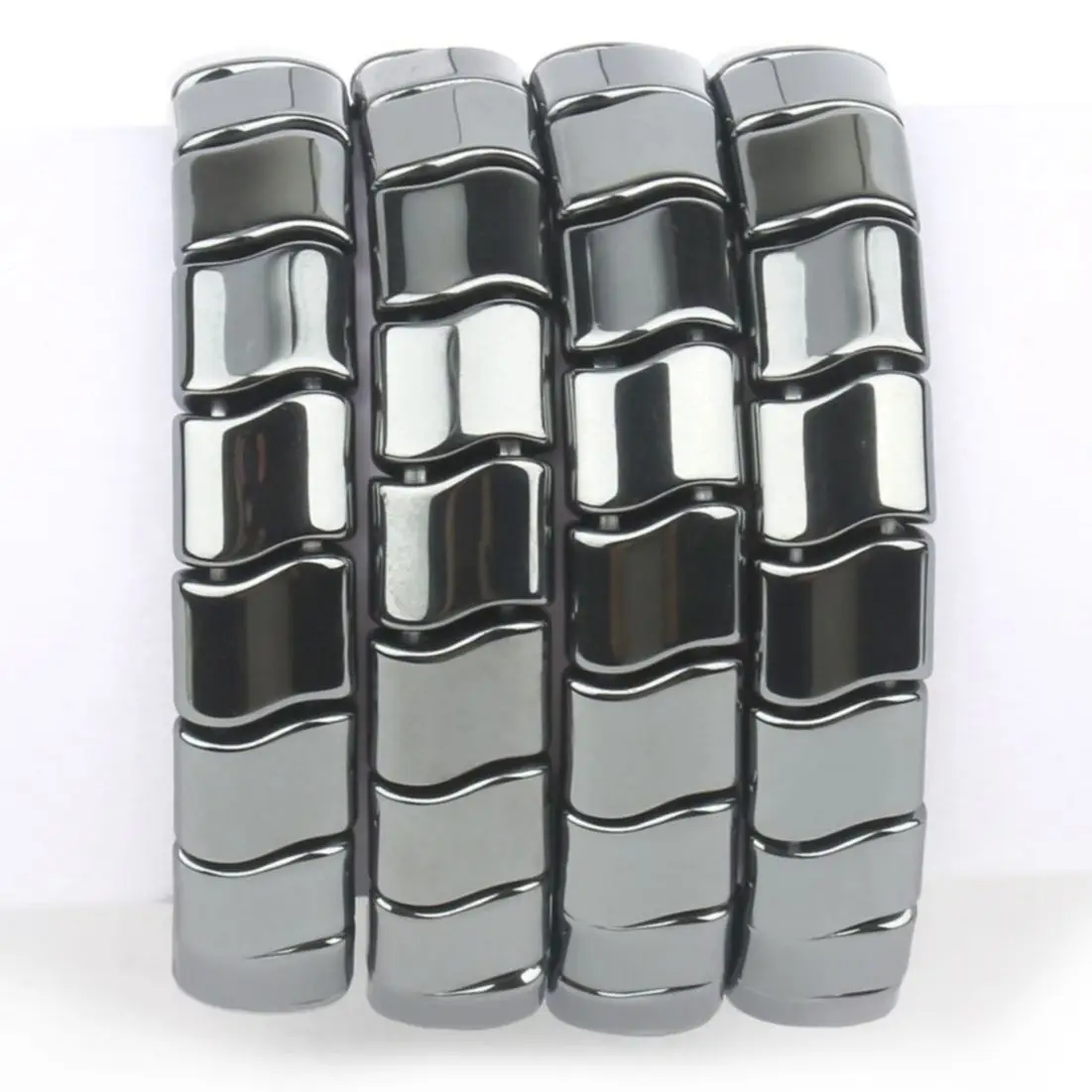 

Classical Wave Hematite Energy Bracelets Men Nature High Polish Hematite Magnetic Bracelets for Women New Fashion Energy Jewelry