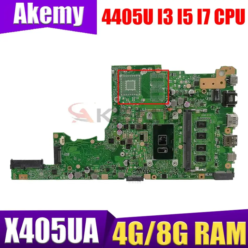 

X405UA original Mainboard 4405U I3 I5 I7 CPU 4GB 8GB RAM for ASUS X405U X405UN X405UR X405UA X405UQ X405UF Laotop Motherboard