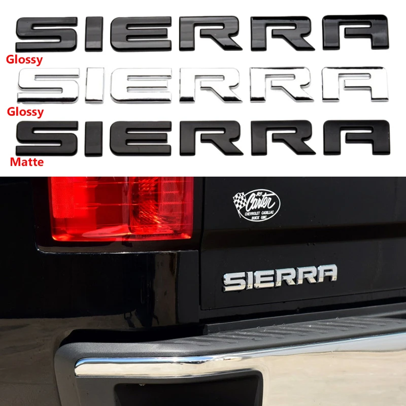 

ABS Car Rear Tail Trunk SIERRA Logo Modified Emblem for Chevrolet GMC Cruze Malibu Trax Lacetti Captiva Spark Sonic Niva Camaro