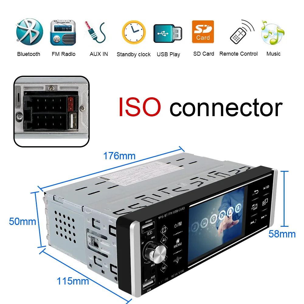 

Touch Car Radio Bidirectional Interconnection Intelligent AI Voice Bluetooth 1Din 4 Inch Mp5 Player RDS AM FM 3-USB