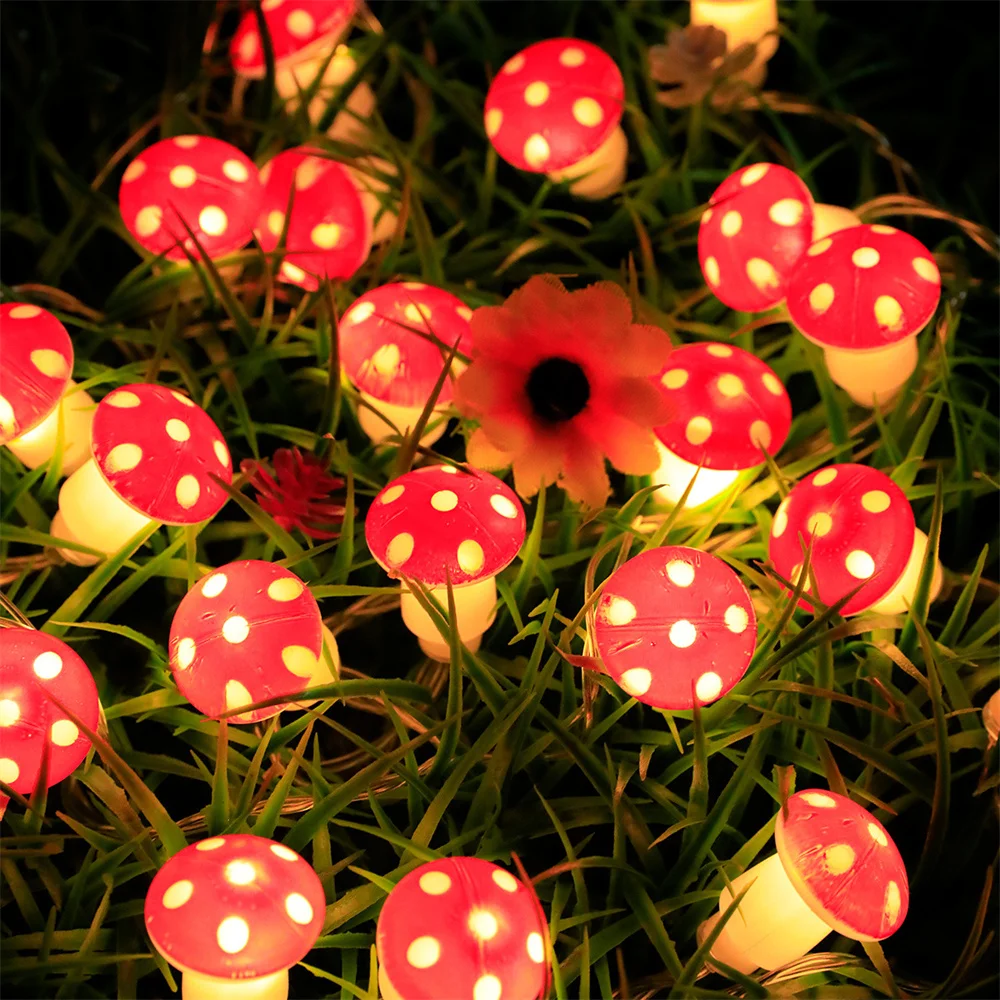 1.5M 3M Novelty Cute Mushroom String Light Battery Powered Mushroom Fairy Light Grunge Indie Room Dorm Decor Garland Light