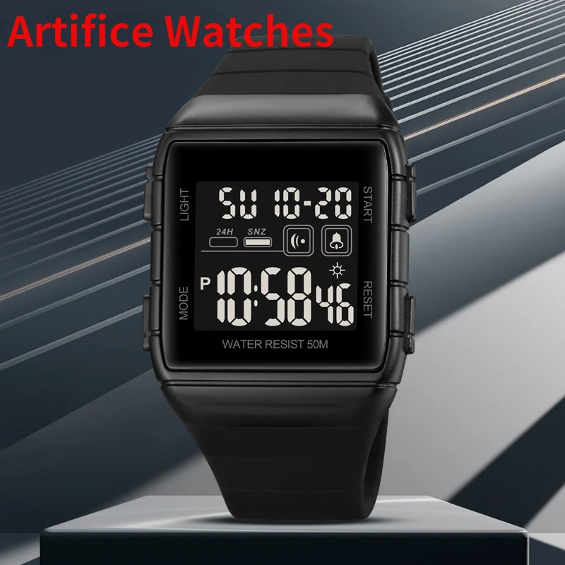 

New Student Electronic Watch Casual Men's Watch Alarm Silicone Men's Sports Waterproof Men's Watch Electronic Watch