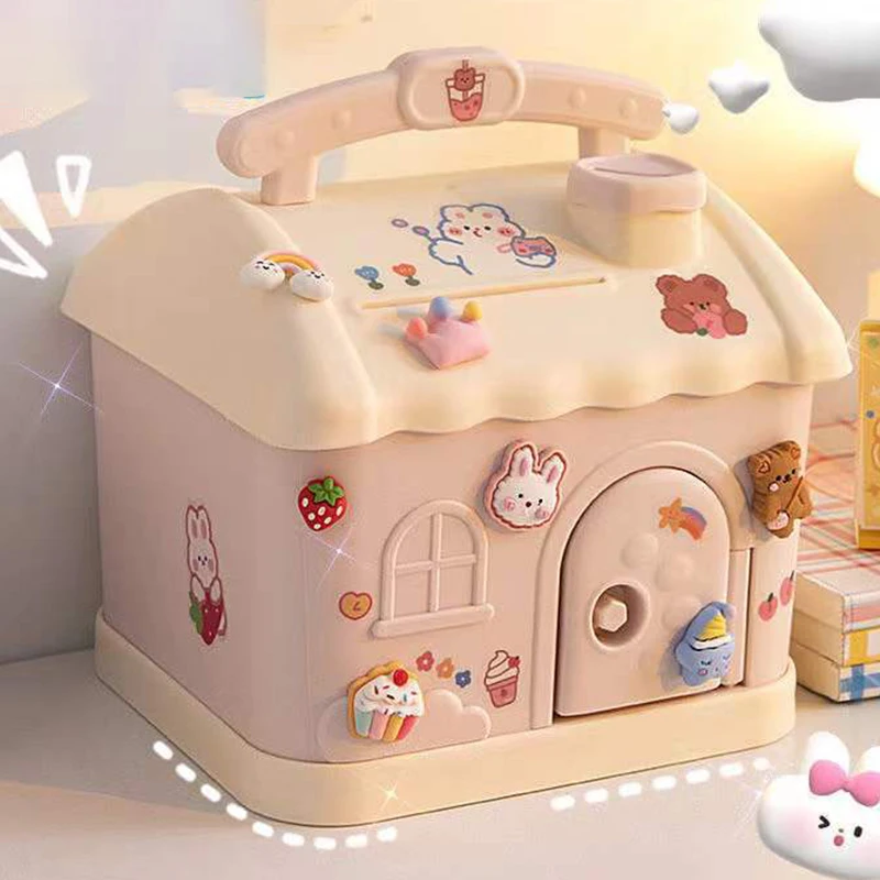 Piggy Bank Lock Large Organizer Storage Box Cute Girls Gift Save Money Change Coin Children Piggy Bank
