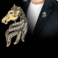 retro high grade crystal animal horse brooch mens suit shirt corsage lapel pin badge clothing brooches for women accessories