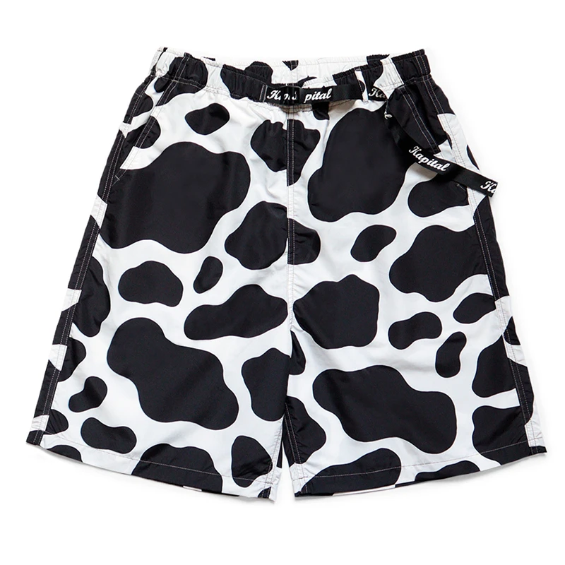 KAPITAL 22SS New Summer Style Quick Drying Men And Women Cow Spot Printing Japanese Style Loose Fashion   Casual Shorts