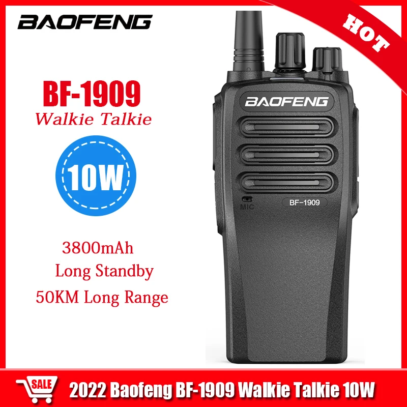 

BAOFENG BF-1909 10W High Power Walkie Talkie 3800mAh Long Standby UHF 400-470mhz 50KM Long Range Handheld Two Way Radio BF1909