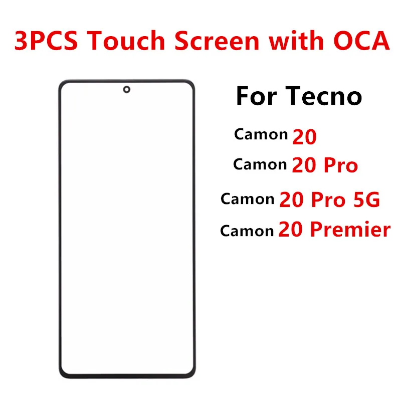

Передний экран для Tecno Camon 20 Pro 5G Premier CK9n CK8n CK7n, сенсорная панель, ЖК-дисплей, внешнее стекло, запасная часть + OCA, 3 шт.