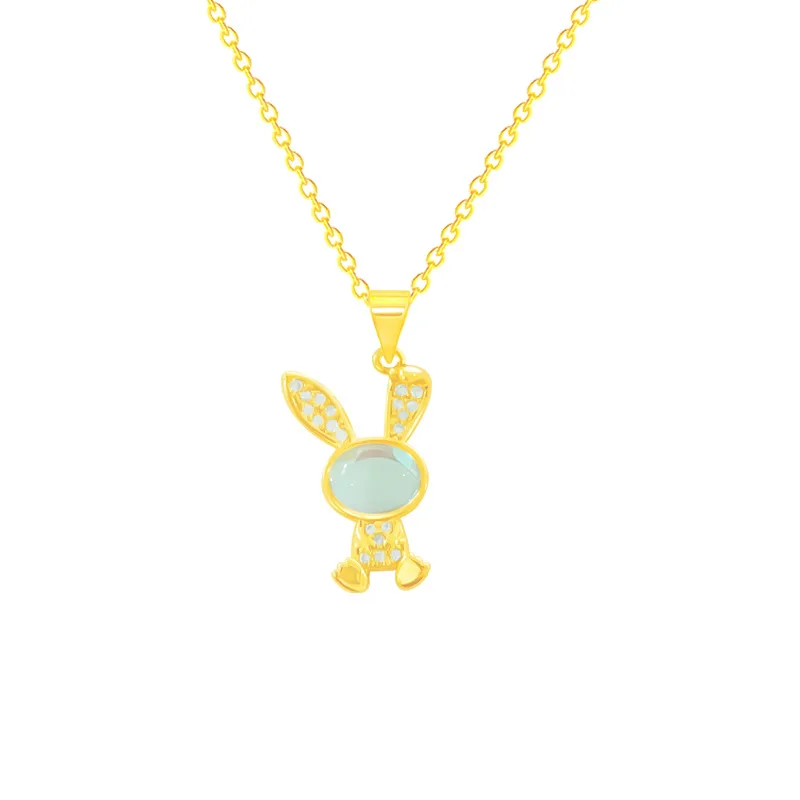 

Little Rabbit Animal Pet Bunny Zircon Chain Pendant Necklace Nimble Mother's Day Woman Wedding Family Friend Gift Jewelry