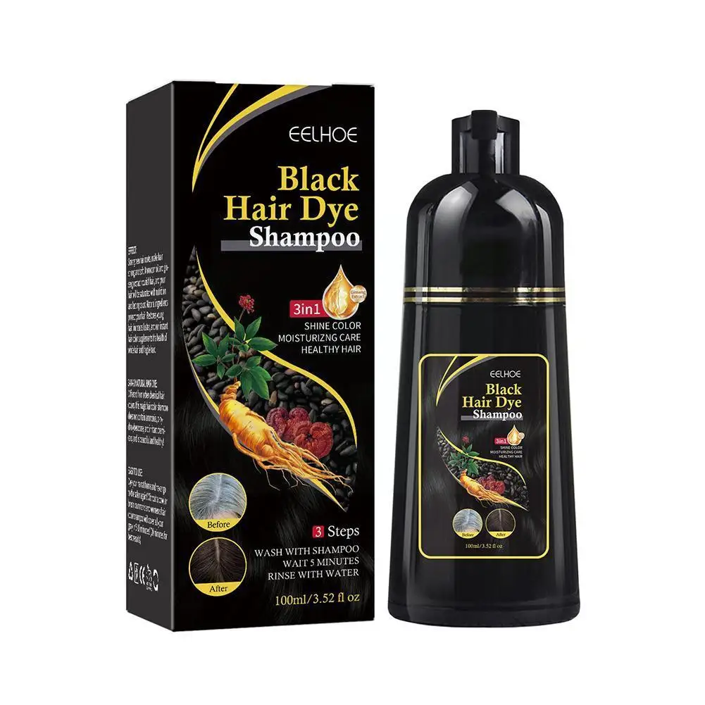 Shampoo For Gary Hair Dark Brown Black For Women & Men 3 In 1-100% Coverage Herbal A8z2