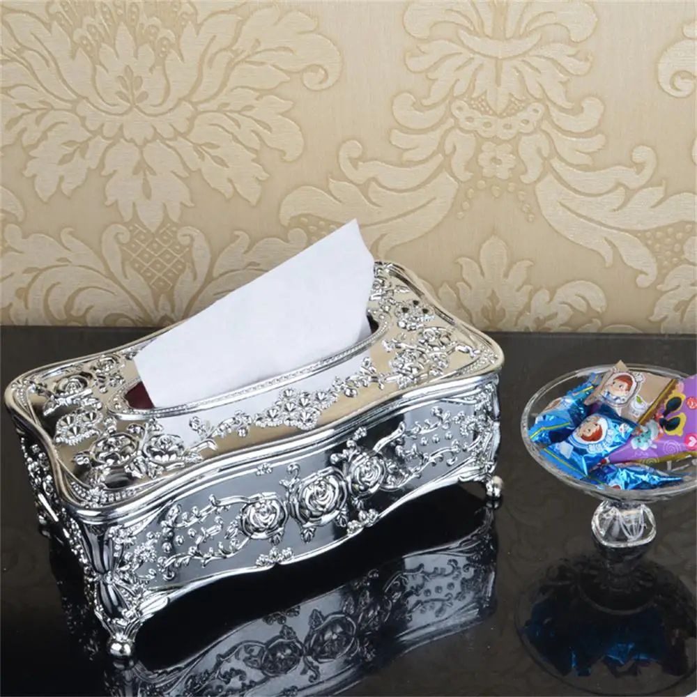 

European Style Tissue Box Hotel Desktop Living Room Dining Room Home Decoration Paper Bin Waterproof Toilet Dustproof Tissue Bin