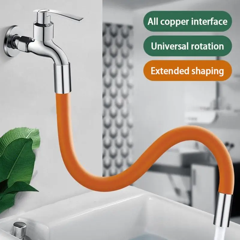Kitchen Faucet Extender Bathroom 360° Rotation Adjust Bending Faucet SplashProof Universal Extension Tube Garden Faucet Extender
