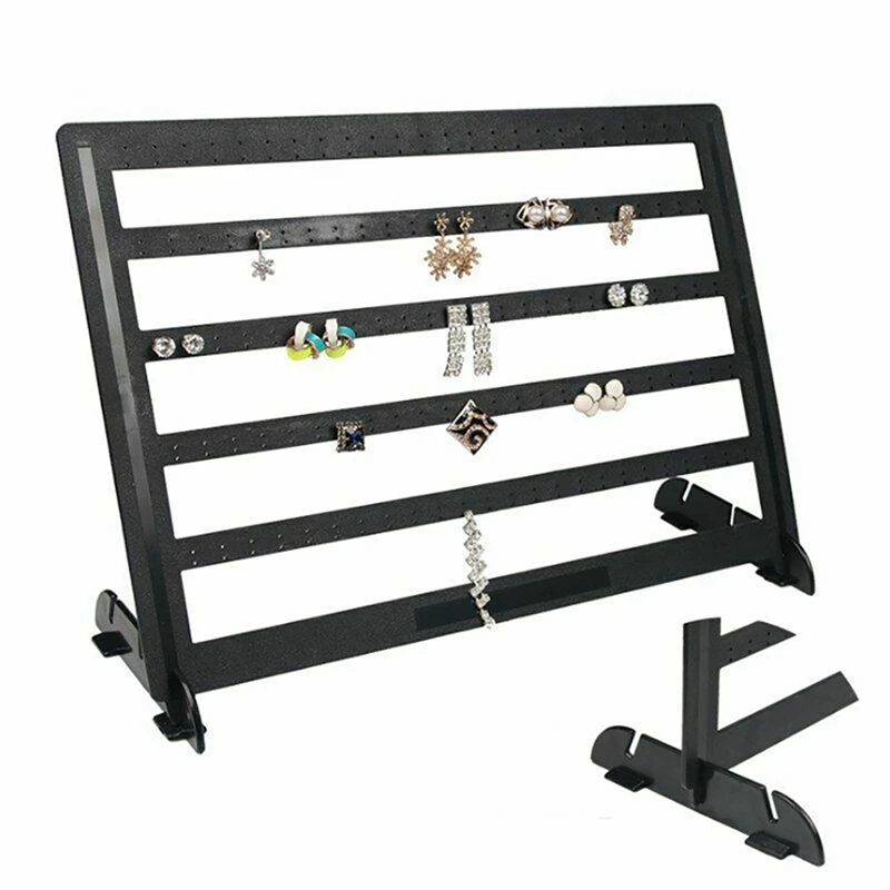 3X Simple 240 Holes Jewelry Organizer Stand Black Plastic Earring Holder Fashion Earrings Display Rack Jewelry Rack
