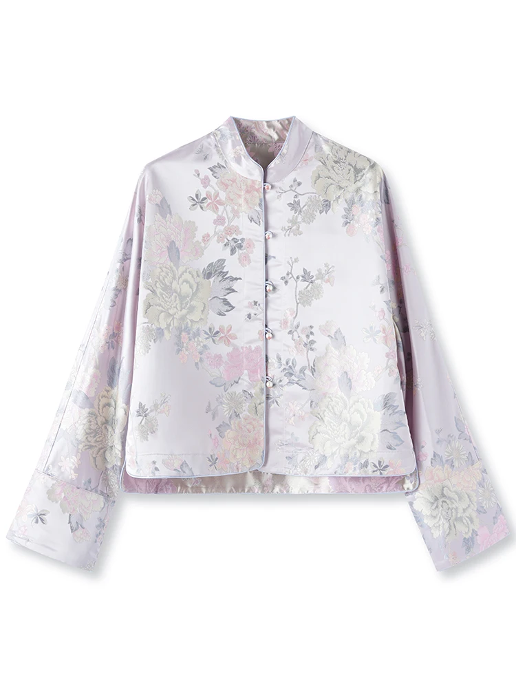 Фиолетовая необычная двусторонняя одежда новая китайская рубашка женская с