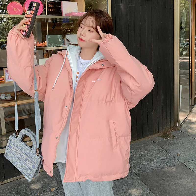 Winter Jacket Women Overcoat Thick Down Cotton Padded Short Parkas Oversize Casual Hooded Bubble Coat Female