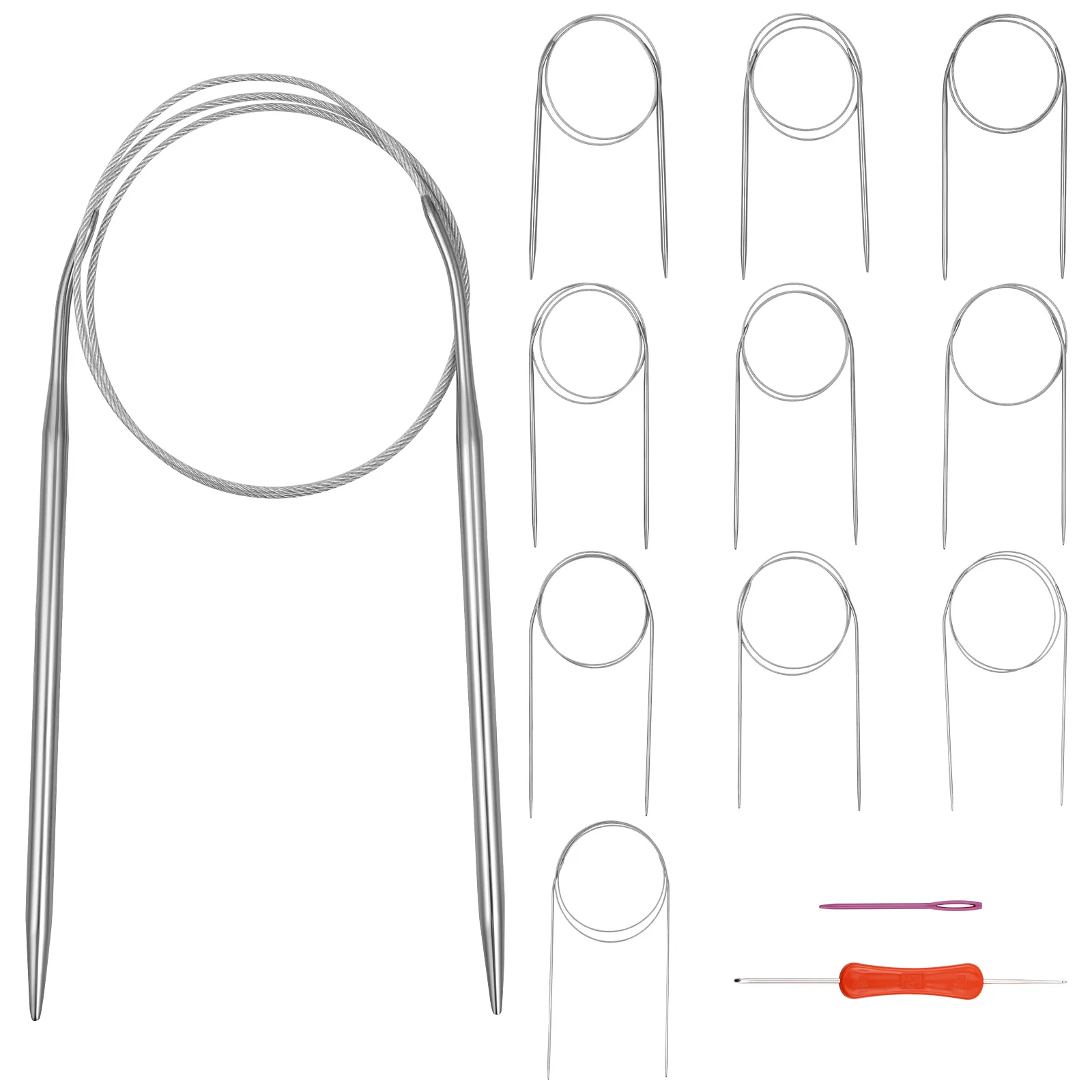OUNONA 11 шт. профессиональные спицы для вязания крючком из нержавеющей стали