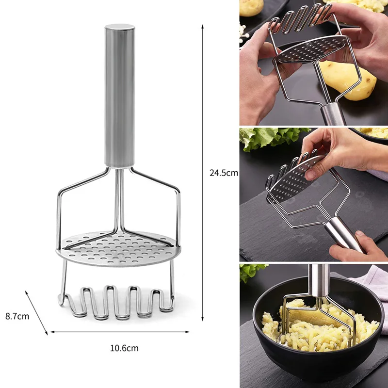 

Home Manual Stainless Steel Potato Masher Pressed Pumpkin Ricer Smooth Mashed Crusher Fruit Vegetable Gadgets Kitchen Accessory