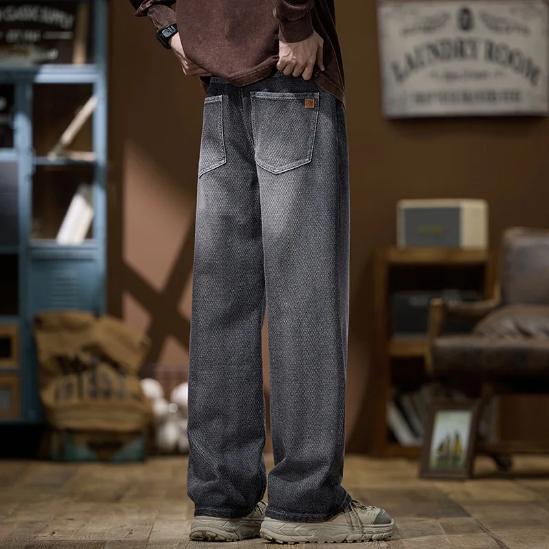 2024 осенние новые мужские модные брендовые потертые прямые джинсы со средней