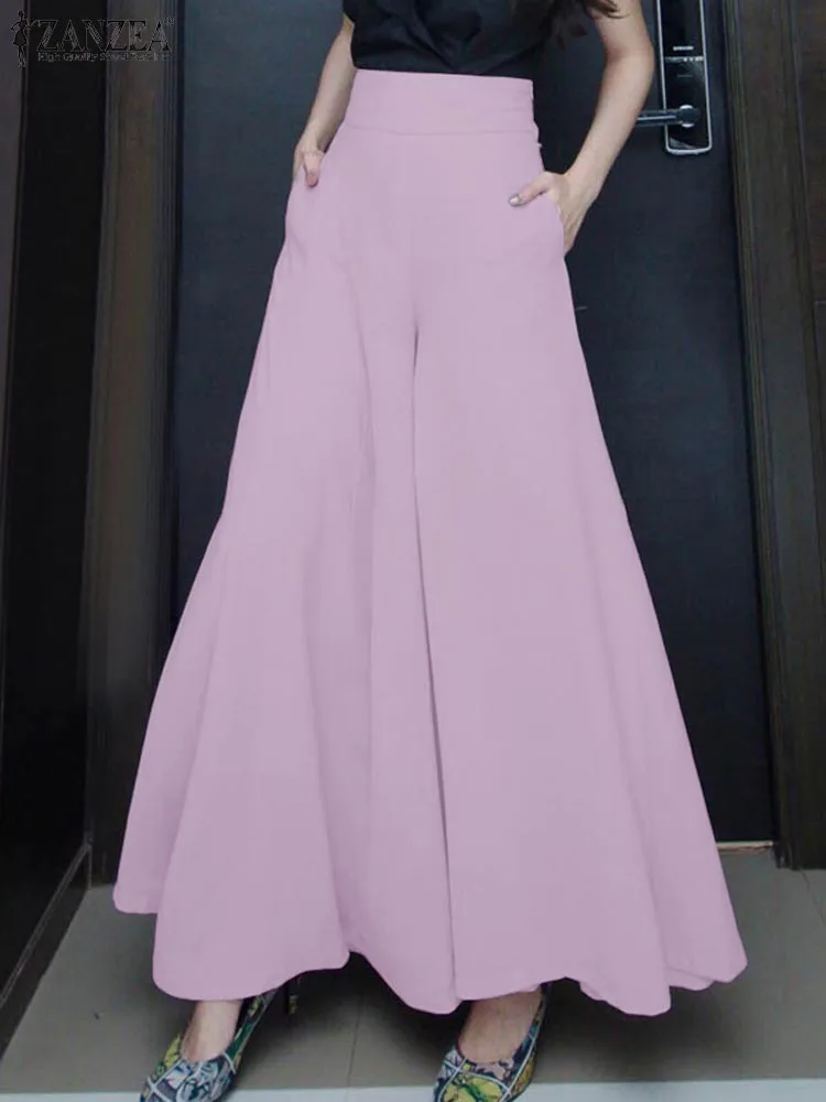 

Брюки ZANZEAFashion Женские однотонные, широкие плиссированные брюки с завышенной талией, повседневные свободные осенние штаны с широкими штанинами