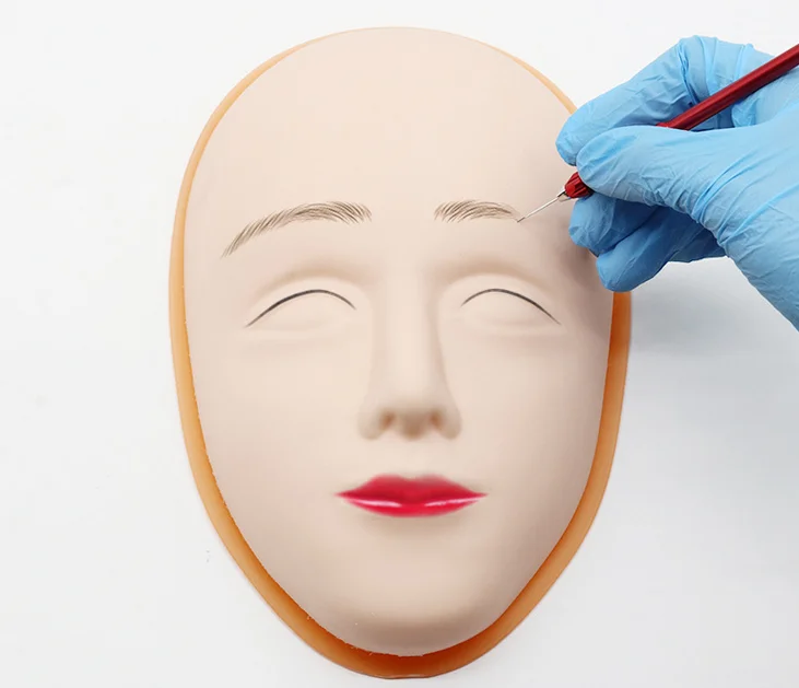 

5D Facial Tattoo Training Head Silicone Practice Permanent Makeup Lip Eyebrow Tattoo Skin Mannequin Doll Face Head