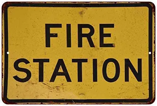 

Пожарная станция, металлический алюминиевый знак, плакаты, кафе бар-закусочная, ресторан, Настенный декор 12x8 дюймов