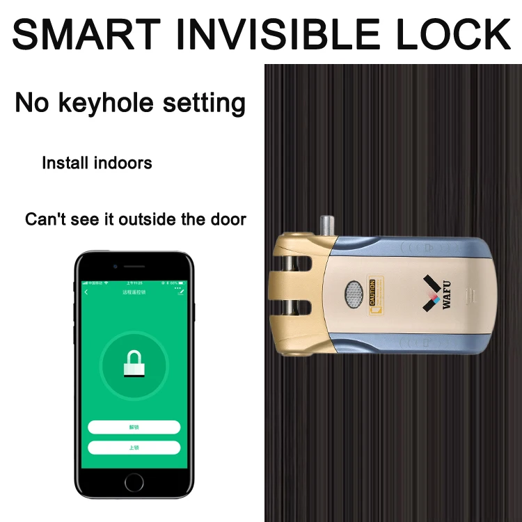 

Tuya Remote Control Smart electronic lock stealth keyless APP unlock with 4 remote controls for home and office