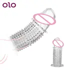 Многоразовые презервативы OLO для увеличения пениса, увеличивающие член, мужские Т-образные кольца для стимуляции точки G, интимные игрушки для мужчин